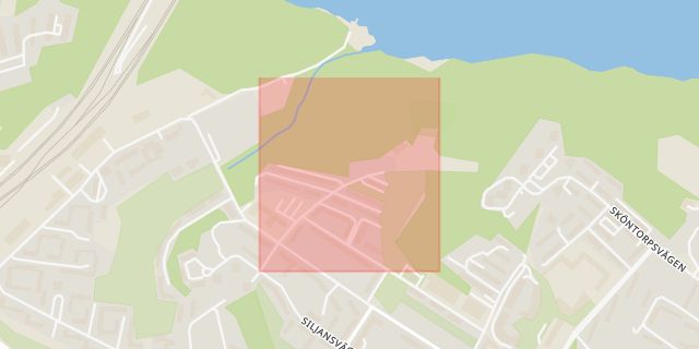 Karta som med röd fyrkant ramar in Ottsjövägen, Årsta, Stockholm, Stockholms län