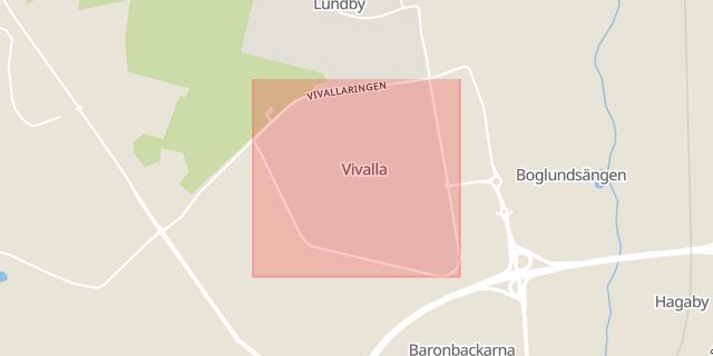 Karta som med röd fyrkant ramar in Vivallaringen, Vivalla, Örebro, Örebro län