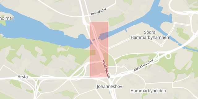 Karta som med röd fyrkant ramar in Skanstullsbron, Stockholm, Stockholms län