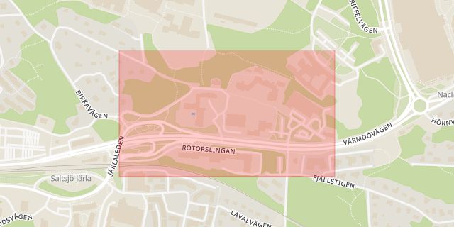 Karta som med röd fyrkant ramar in Järla Skolväg, Nacka, Stockholms län