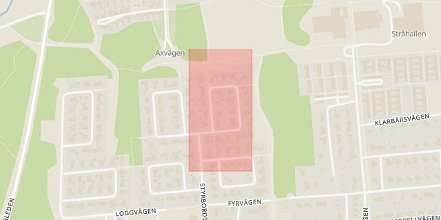 Karta som med röd fyrkant ramar in Kryssvägen, Karlskoga, Örebro län