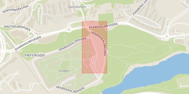 Karta som med röd fyrkant ramar in Kungsholmen, Henriksdal, Stockholm, Stockholms län