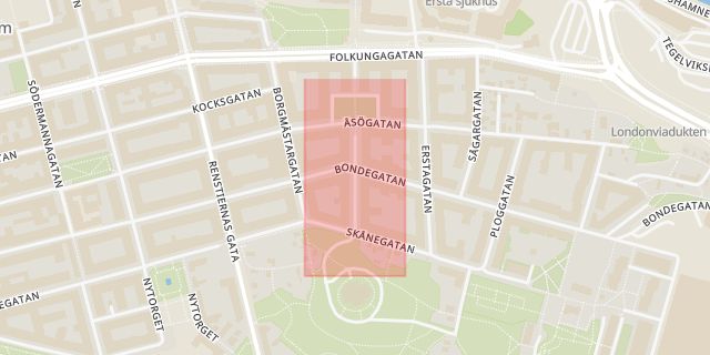 Karta som med röd fyrkant ramar in Klippgatan, Stockholm, Stockholms län
