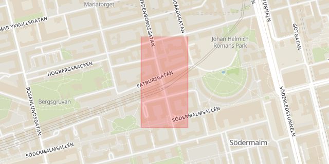 Karta som med röd fyrkant ramar in Södra Station, Stockholm, Stockholms län