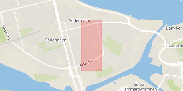 Karta som med röd fyrkant ramar in Södermannagatan, Stockholm, Stockholms län