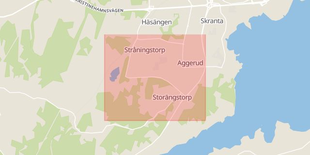 Karta som med röd fyrkant ramar in Stråningstorp, Karlskoga, Örebro län