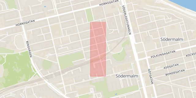 Karta som med röd fyrkant ramar in Swedenborgsgatan, Södermalm, Stockholm, Stockholms län