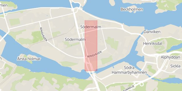 Karta som med röd fyrkant ramar in Östgötagatan, Stockholm, Stockholms län