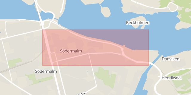 Karta som med röd fyrkant ramar in Folkungagatan, Södermalm, Stockholm, Stockholms län