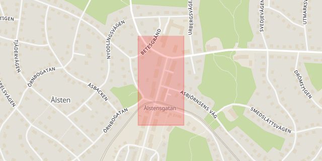 Karta som med röd fyrkant ramar in Ålsten, Stockholm, Stockholms län