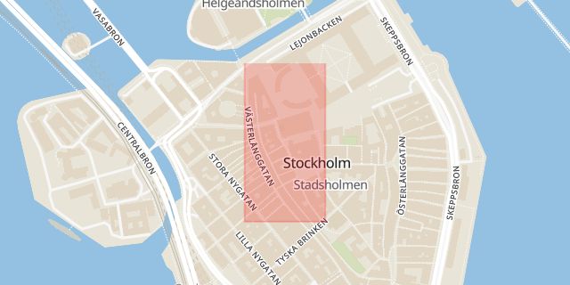 Karta som med röd fyrkant ramar in Trångsund, Stockholm, Stockholms län