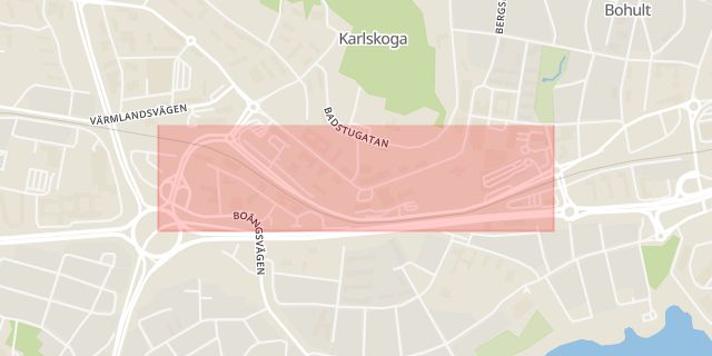 Karta som med röd fyrkant ramar in Centrumleden, Bohult, Karlskoga, Örebro län