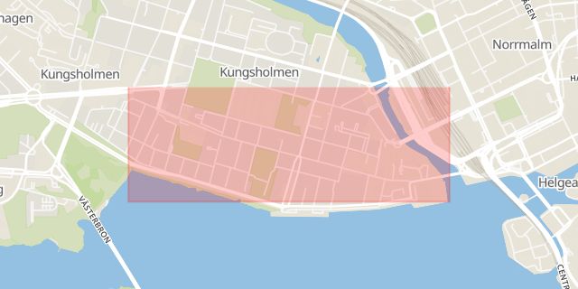 Karta som med röd fyrkant ramar in Kungsholmen, Hantverkargatan, Stockholm, Stockholms län