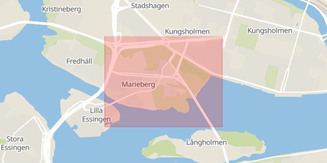 Karta som med röd fyrkant ramar in Marieberg, Stockholm, Stockholms län
