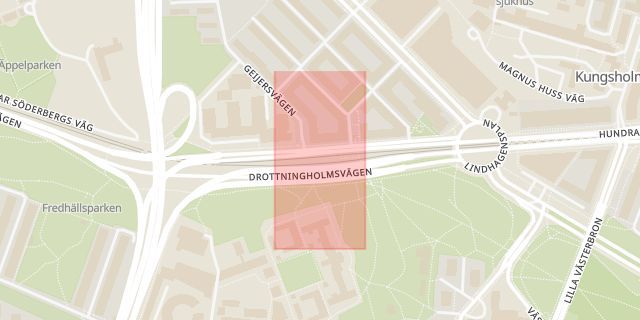 Karta som med röd fyrkant ramar in Thorildsplan, Stockholm, Stockholms län