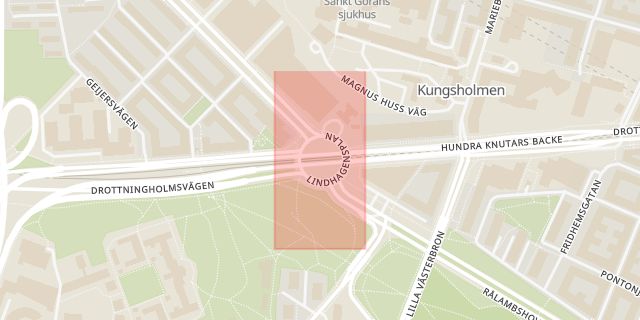 Karta som med röd fyrkant ramar in Lindhagensplan, Stockholm, Stockholms län