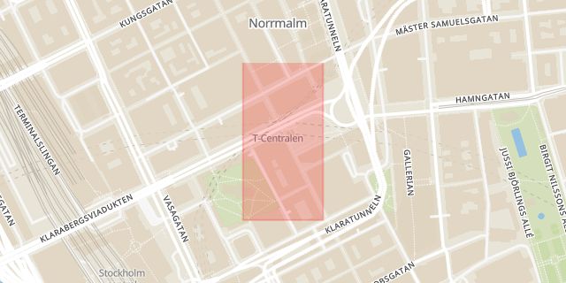 Karta som med röd fyrkant ramar in Drottninggatan, Boll, Stockholm, Stockholms län