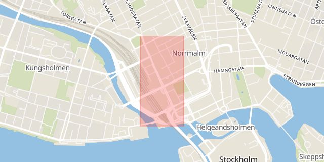 Karta som med röd fyrkant ramar in Vasagatan, Stockholm, Stockholms län