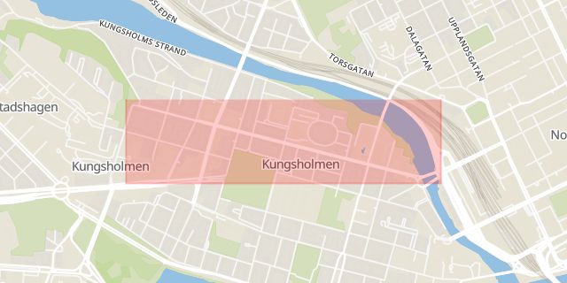 Karta som med röd fyrkant ramar in Stadshagen, Fleminggatan, Stockholm, Stockholms län