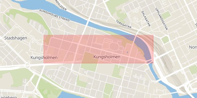 Karta som med röd fyrkant ramar in Stadshagen, Fleminggatan, Stockholm, Stockholms län