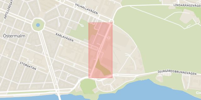 Karta som med röd fyrkant ramar in Oxenstiernsgatan, Stockholm, Stockholms län