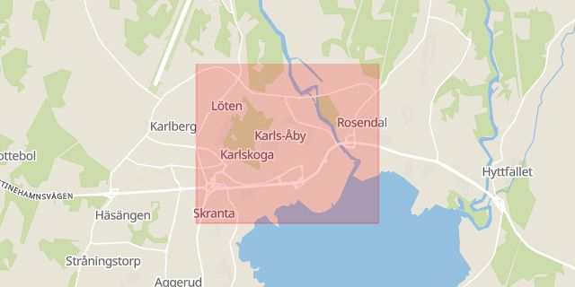Karta som med röd fyrkant ramar in Örebro, Ringstorp, Karlskoga, Bohult, Örebro län
