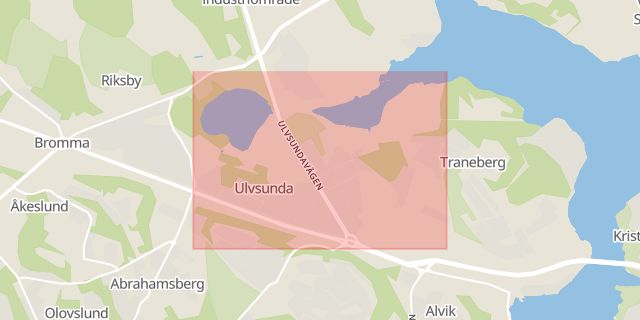 Karta som med röd fyrkant ramar in Ulvsunda, Stockholm, Stockholms län