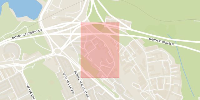 Karta som med röd fyrkant ramar in Ruddammsvägen, Stockholm, Stockholms län