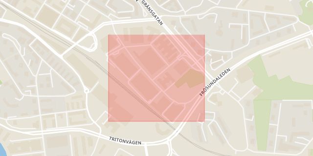 Karta som med röd fyrkant ramar in Svetsarvägen, Råsunda, Solna, Stockholms län
