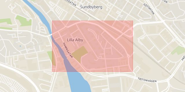 Karta som med röd fyrkant ramar in Landsvägen, Lilla Alby, Sundbyberg, Stockholms län