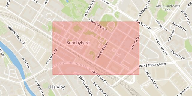 Karta som med röd fyrkant ramar in Sturegatan, Sundbyberg, Stockholms län