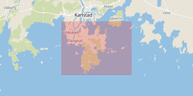 Karta som med röd fyrkant ramar in Hallonvägen, Gråberg, Delta, Hammarö, Värmlands län