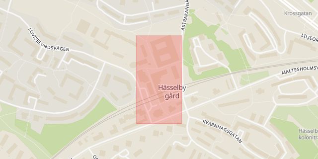 Karta som med röd fyrkant ramar in Hässelby Torg, Stockholm, Stockholms län