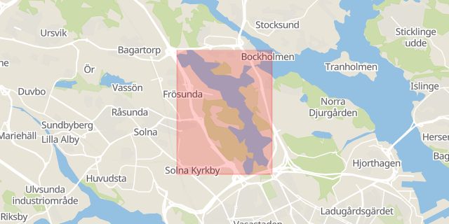 Karta som med röd fyrkant ramar in Brunnsviken, Stockholm, Stockholms län