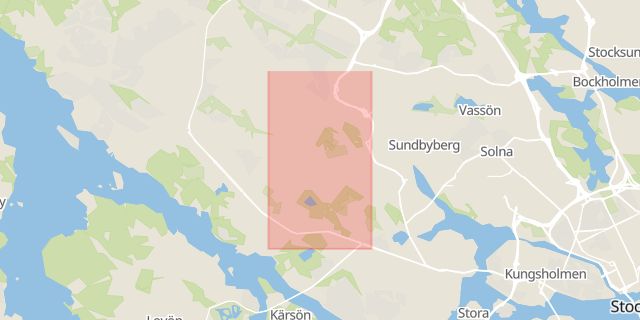 Karta som med röd fyrkant ramar in Spångavägen, Stockholm, Stockholms län