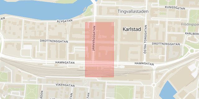 Karta som med röd fyrkant ramar in Gallerian, Karlstad, Värmlands län