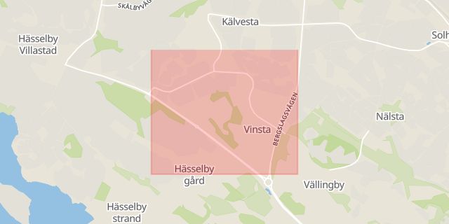 Karta som med röd fyrkant ramar in Hässelby, Vinsta, Stockholm, Stockholms län