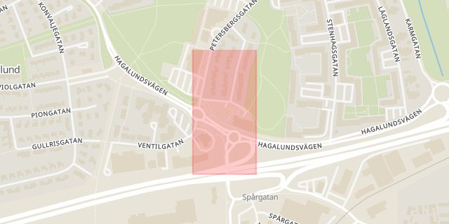Karta som med röd fyrkant ramar in Våxnäs, Sixbacken, Karlstad, Värmlands län