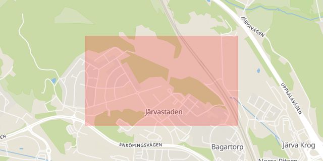 Karta som med röd fyrkant ramar in Gunnarbovägen, Solna, Stockholms län
