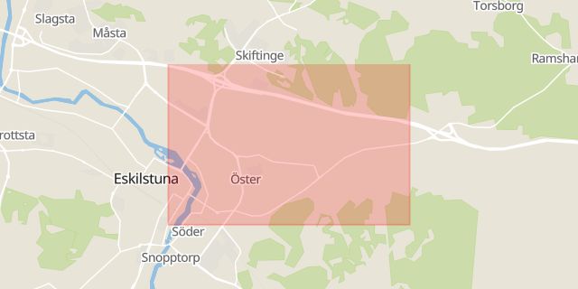Karta som med röd fyrkant ramar in Östermalm, Eskilstuna, Södermanlands län