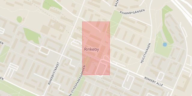 Karta som med röd fyrkant ramar in Rinkeby Centrum, Stockholm, Stockholms län