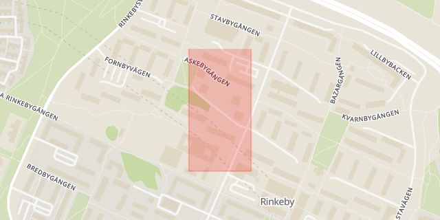 Karta som med röd fyrkant ramar in Hällbybacken, Rinkeby, Stockholm, Stockholms län