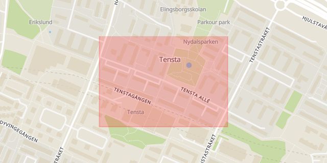 Karta som med röd fyrkant ramar in Tensta Allé, Stockholm, Stockholms län