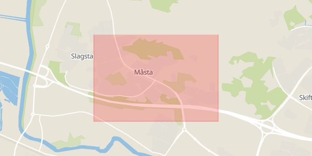 Karta som med röd fyrkant ramar in Måsta, Eskilstuna, Södermanlands län