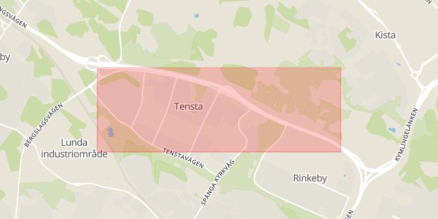 Karta som med röd fyrkant ramar in Solhem, Hjulsta, Spånga, Tensta, Rinkeby, Stockholm, Stockholms län