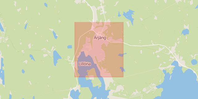 Karta som med röd fyrkant ramar in Årjängs Kommun, Årjäng, Värmlands län