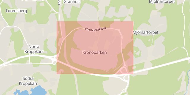 Karta som med röd fyrkant ramar in Karlstad, Sommargatan, Torsby, Värmlands län