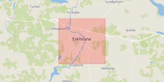 Karta som med röd fyrkant ramar in Eskilstuna Kommun, Eskilstuna, Södermanlands län