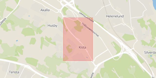Karta som med röd fyrkant ramar in Hanstavägen, Kista, Stockholm, Stockholms län