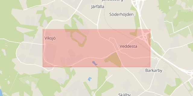 Karta som med röd fyrkant ramar in Viksjöleden, Järfälla, Stockholms län